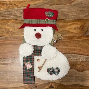Prima Creations Christmas Stocking‎ Snowman Plaid Red White Sherpa Rustic OS